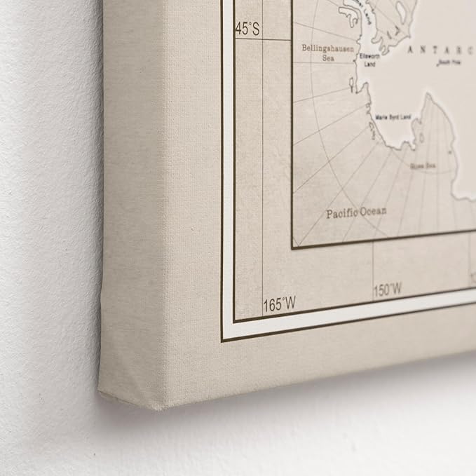 Canvas World Map with Cork Pin Board - English Lettering - Decorative Wall Decoration for All Rooms - Canvas Pictures with World Map Motif (70x50 cm, Pattern 16)