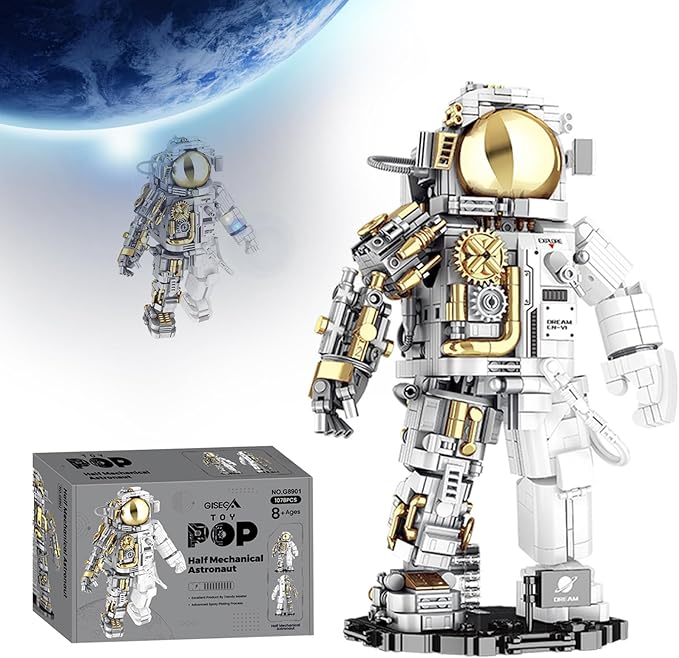 GoolRC Space Astronaut Building Block Set, 1078 Pcs Half Mechanical Astronaut Building Kit with Display Stand, Educational STEM Spaceman Building Kits Gifts for Teen