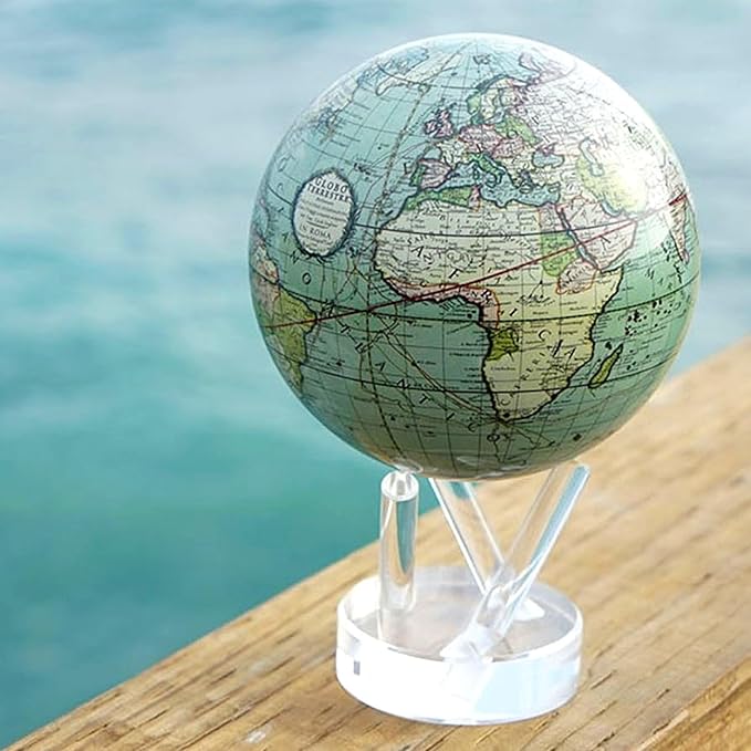MOVA Globe – Antique Terrestrial Green 6” | Rotating Solar-Powered Globe with 18th-Century Map | Elegant Vintage Desk Decor