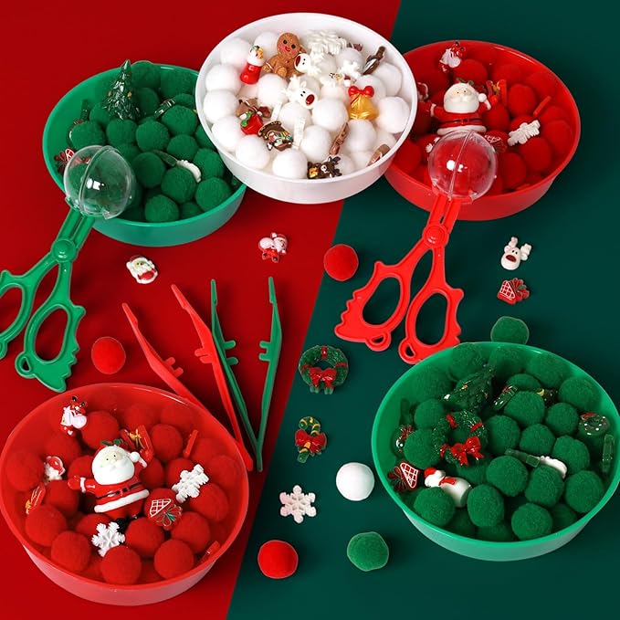 170 Pcs Christmas Sensory Bin Items Christmas Miniature Figurines Counting Sorting Sensory Bin Filler Xmas Resin Fine Motor Red Green Counts for Xmas Counting Decor