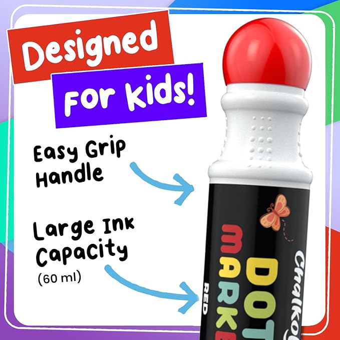 Chalkola 50 Dot Markers Bulk Classroom Pack (10 Colors W/Gold, 5 Activity Books) | Washable Bingo Daubers for Kids Toddlers Ages 1 2 3 4 5 - Art & Craft School Supplies for Preschool, Kindergarten