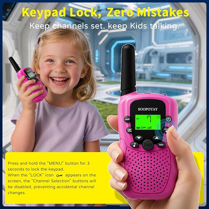 Walkie Talkies for Kids, Walkie Talkie Toys for Girls Boys, Xmas Gifts for Grandkids, Built-in Flashlight, Gifts for 3 4 5 6 7 8 9 10 Year Old Girl Boys, Kids Stocking Stuffers
