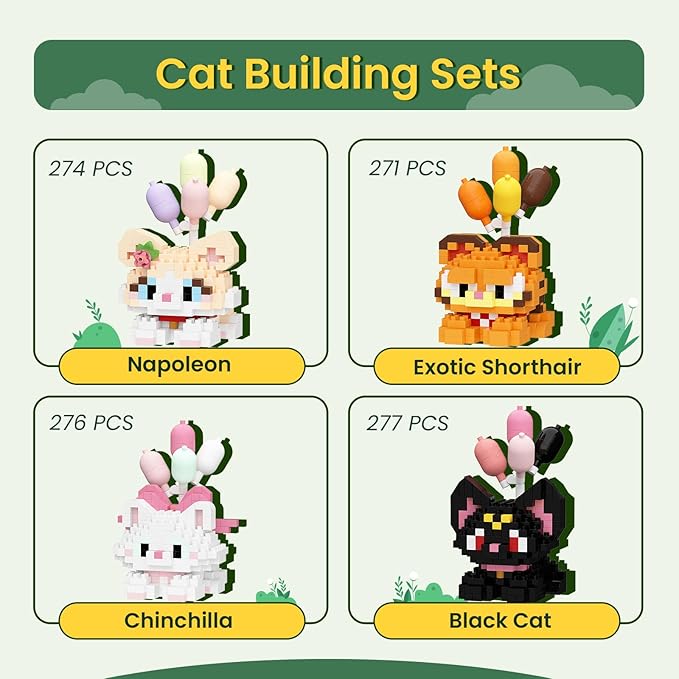 HIGH GODO Cat & Dog Building Blocks Sets for Adults, 8 Pack Mini Animals Party Favors for Kids, Goodie Bag Stuffers, Cats & Dogs Toys Gifts for Teens Kids Boys Girls Age 8+