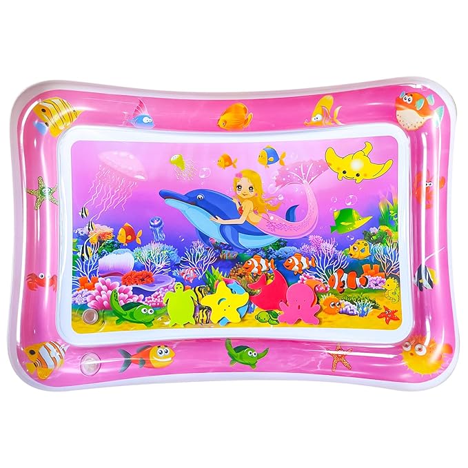 ZHUYNXIR Tummy time Water Playmats, Tummy time mats, Baby Water Play Mat for Kids and Toddlers Baby Toys for 3 to 24 Months, Strengthen Your Baby's Muscles, Pink 27.5x20 in.