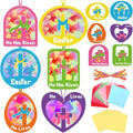 Qyeahkj 36 Set Easter Suncatchers Crafts for Kids DIY Resurrection Church Window Tissue Paper Crafts Kit He is Risen Hanging Decor for Religious Cross School Home Activity Art Project Favor Gift