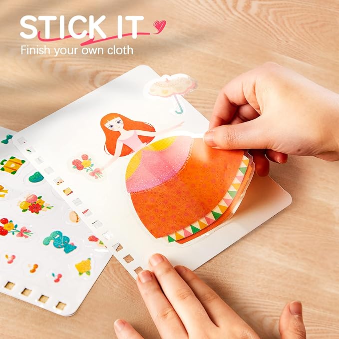 MIROLA KIDS 3 in 1 Poke Craft Kits for Girls, Princess Dress Art Crafts for Kids Ages 4-8, DIY Activity with Watercolor Painting, Stickers, Poking Gifts for 4 5 6 7 8+ Year Old Girls
