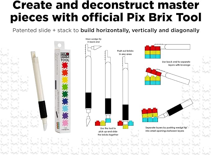 Pix Brix Pixel Art kit Puzzle Bricks - 3,000 Piece Pixel Art Container, 12 Color Light Palette - Interlocking Building Bricks, Create 2D and 3D Builds Without Water or Glue - Stem Toys, Ages 6 Plus