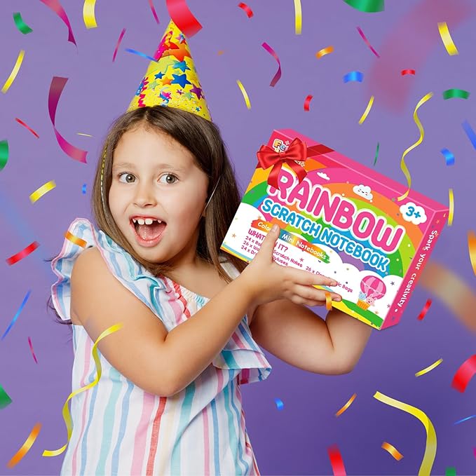 Party Favors for Kids: 16 Pack Rainbow Scratch Art Notebook Back to School Students Classroom Gifts Bulk for Girls Boys Goodie Bags Stuffers, Return Gifts for Birthday Party Favors Bulk