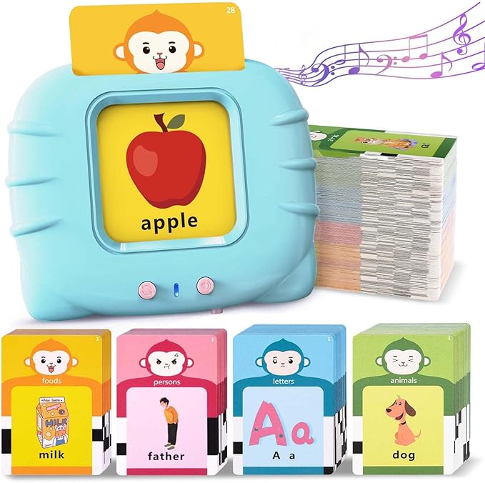 296 Sight Words Talking Flash Cards for Toddlers 1 2 3 4 5 6 Year Old, Pocket Speech, Sensory Speech Therapy Toys, Learning Toys for Montessori and Autism Children, Gifts for Boys (Blue)