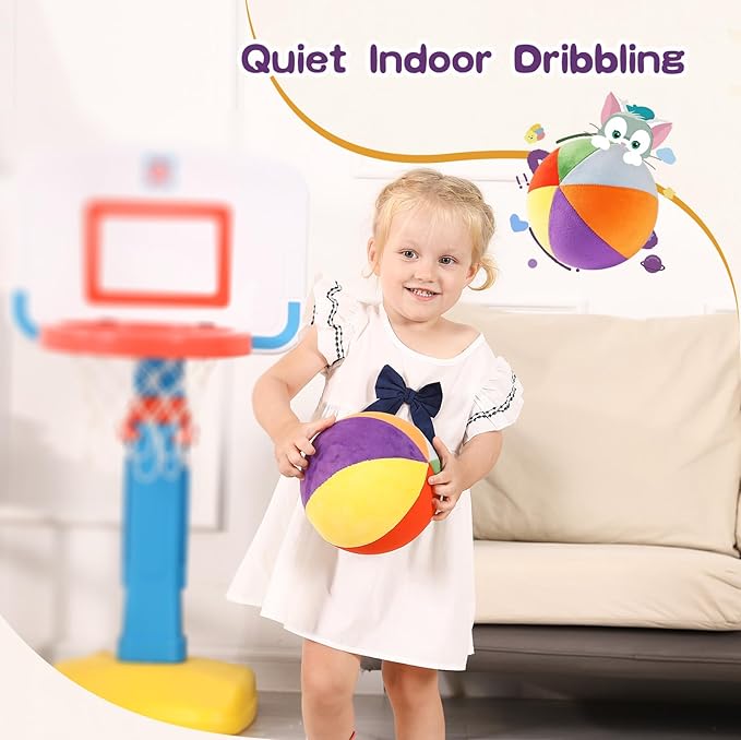 LINKBOY Colorful Soft Play Balls for Toddlers | Indoor Basketball Toy for Babies and Kids | Size 3