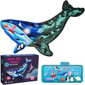 OLMZIHYVD Floor Puzzles for Kids Ages 3-5, 106 Pieces Glow in The Dark Whale Puzzle, Educational Gifts for Boys Girls and Animal Lovers, Ideal for Indoor and Outdoor Play, 27.8" × 21.5"