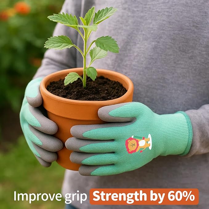MIG4U Kids Gardening Gloves 3 Pairs, Rubber Coated Yard Work Gloves Waterproof Durable for Boys and Girls