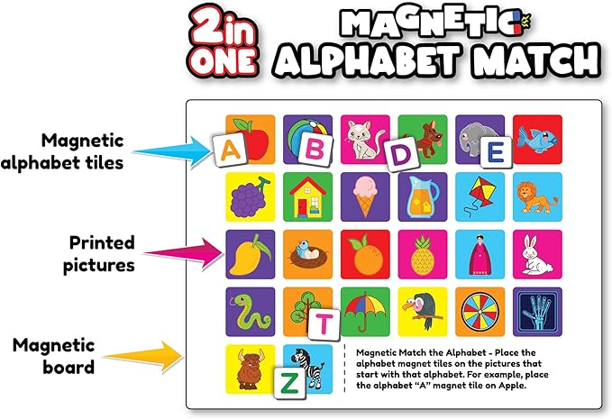 Magnetic Preschool learning Toys for Toddlers Aged 3 4 5 6 Years Old Learn to Spell Animals|104 Magnet Pieces-32 Picture & 72 Letters with Magnet Board & Spelling Game Guide|Educational Toy for Kids