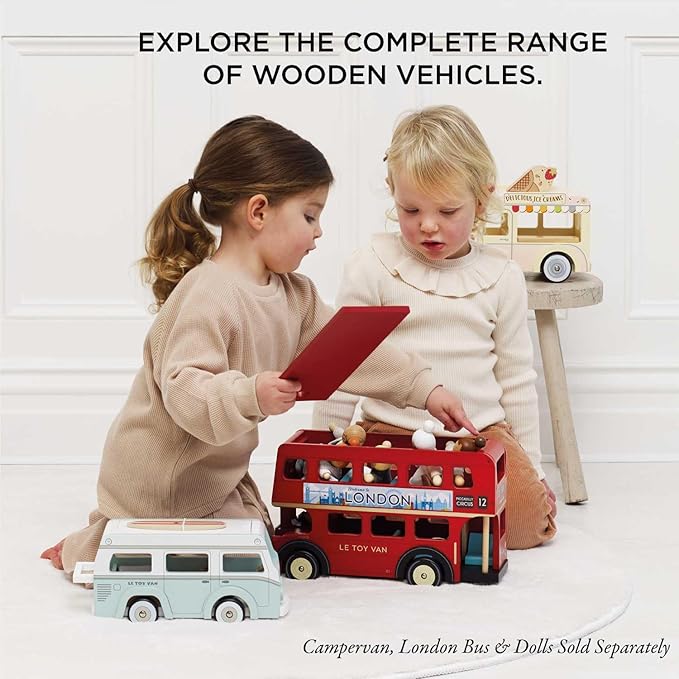 Le Toy Van - Wooden Doll House Dolly Ice Cream Van Play Set for Dolls Houses | Daisylane Dolls House Furniture Sets - Suitable for Ages 3+