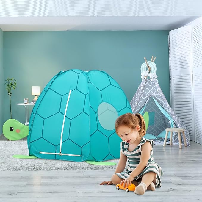 Kids Play Tent Pop up Tent Turtles Automatic Setup Play House Tent for Girls and Boys Outdoor and Indoor Patented (Turtle)