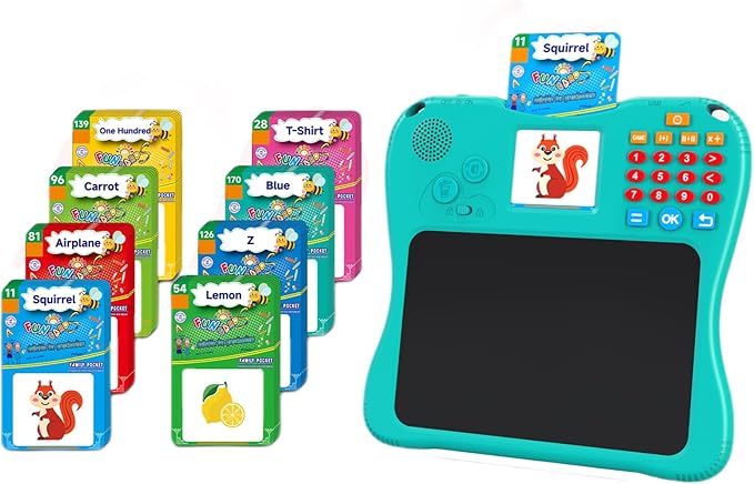 EASEGMER 3 in 1 Educational Learning Travel Toys - 8'' Drawing Tablet and 130 Talking Flash Cards Toddler Writing Tablet and Preschool Learning Activities, Best Gift for Girls/Boys 3-12 Years