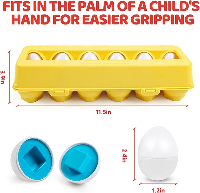 Tddler Toys 1-2,Montessori Geometric Egg Early Fine Motor Skills Learning Color Sorting & Shape Sorter Matching Eggs Game Airplane Travel Toys for Kids Boys Girls
