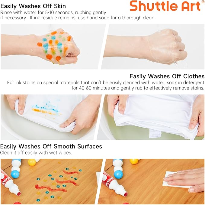 Shuttle Art Dot Makers, 12 Colors Bingo Daubers with 20 Unique Patterns of Dot Book for Toddler Art Activities, Non-Toxic Washable Coloring Markers for Preschool Kids Learning
