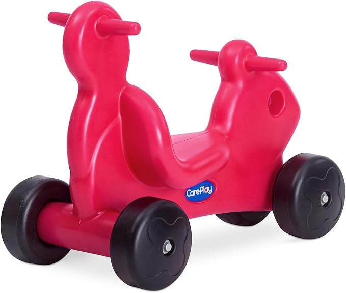 Careplay 2-in-1 Squirrel Push & Ride-on Toy, Indoor & Outdoor Use, Low Profile Seat, Recommended for Children up to 50lbs, Durable Construction, Made in The USA (Red)
