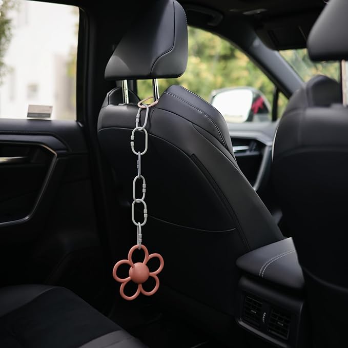 mushie Baby Chain Link Rings Toy 12-Count | Multiuse Car Seat Stroller Connecting Toy (Shifting Sand, Blush, Cambridge Blue)