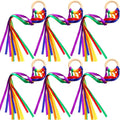 Sumind 6 Pcs Rainbow Ribbon Hand Kites Wands for Kids Dancer Streamer String Toy Thrown Waldorf Wand with Wooden Ring Wand Learning Educational(Vivid Colors)