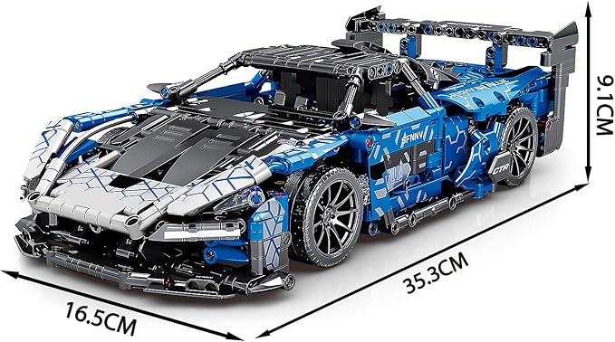 Veottye GTRS Super Sports Car Building Blocks Kit,1:14 Scale MOC Car Model Building Toys,for 8+ Year Boys,Adult(1404 Pieces)