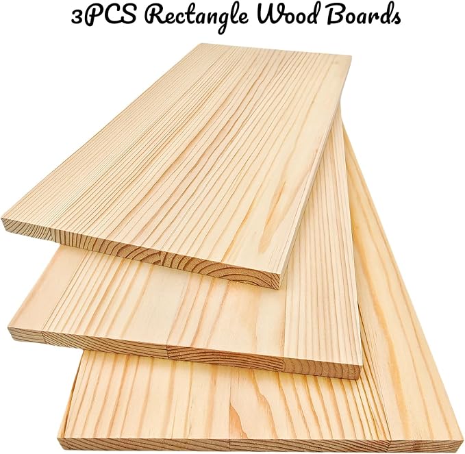 3PCS Rectangle Wood Boards Unfinished Wood Blocks for Crafting, 11.8x5.9x0.4in Blank Whittling Wooden Blocks for Wood Carving,Painting & Burning