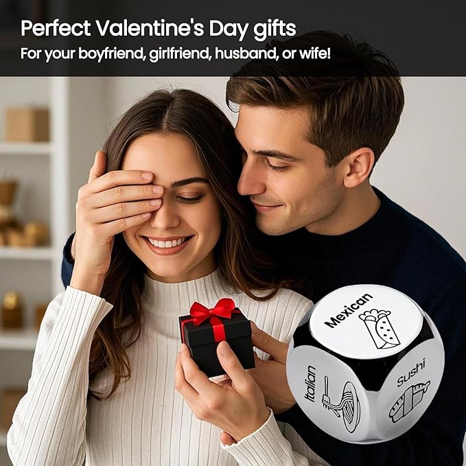 Father's Dad Gifts from Wife Daughter Son,Food Dice,Anniversary Steel Food Decision Dice Couple Gifts for Women Men Birthday Wedding Funny Gifts for Boyfriend,Girlfriend,Men,Women,Wife,Husband