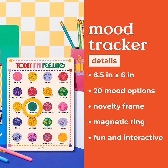 ban.do Magnetic Daily Mood Tracker Feeling Poster Chart for Self Reflection and Care, Today I'm Feeling