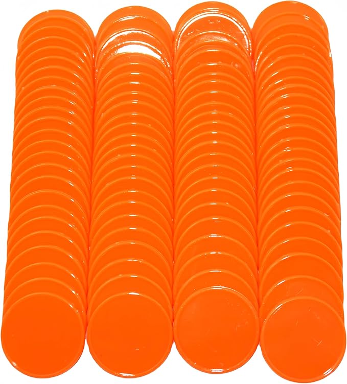SmartDealsPro Set of 100 1 Inch Opaque Plastic Learning Counters Mini Poker Chips Game Tokens with Storage Box (Orange Red)