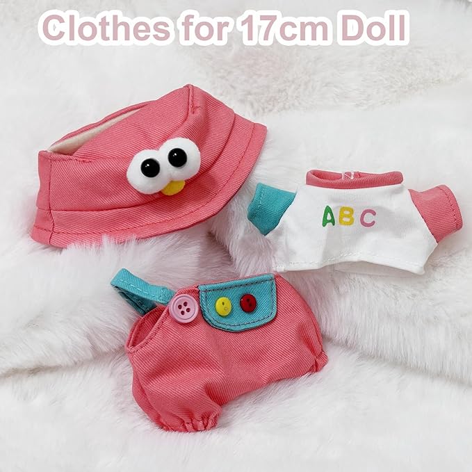 Clothes for 17cm Doll, Cute Hat & Outfit Set for Dolls, Adorable Dress-Up Accessories for Doll (Red Bird)