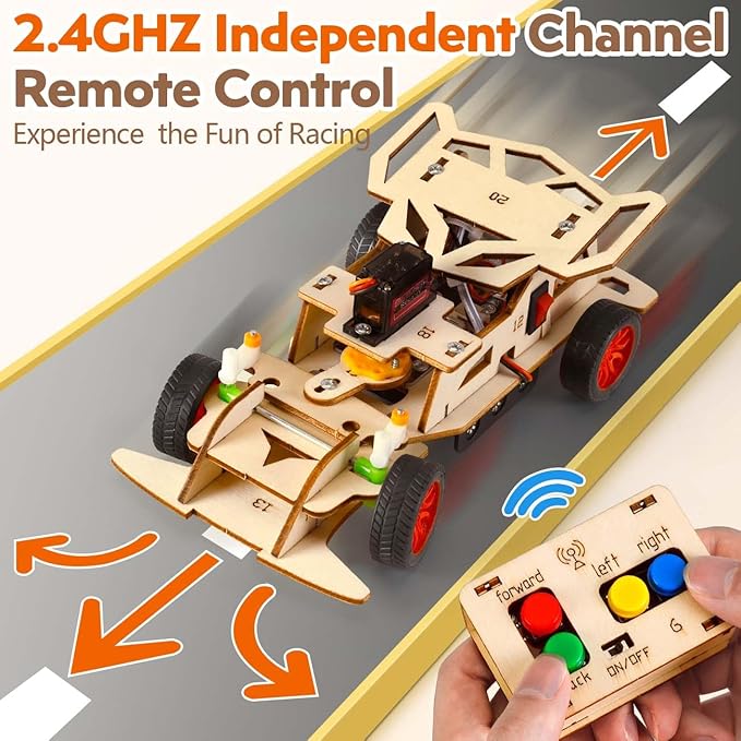 STEM Science Kits for Kids Age 8-12 - Building Remote Control Model Car Kits, 8 9 10 Year Old Teen Boys Gifts - 3D Wooden Puzzles Toys for Ages 8-13 - DIY STEM Crafts Educational Toys