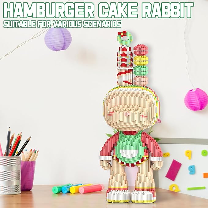 Rabbit Animal Micro Building Blocks Set for Adults Cute Large Sets Toys Gift Kids 7550 Pieces 55cm High Series
