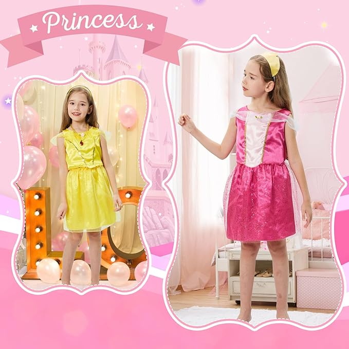 Princess Dress Costume for Girls 3-6 Toddler Princess Dress Up Clothes for Little Girl Halloween Birthday Party Gift