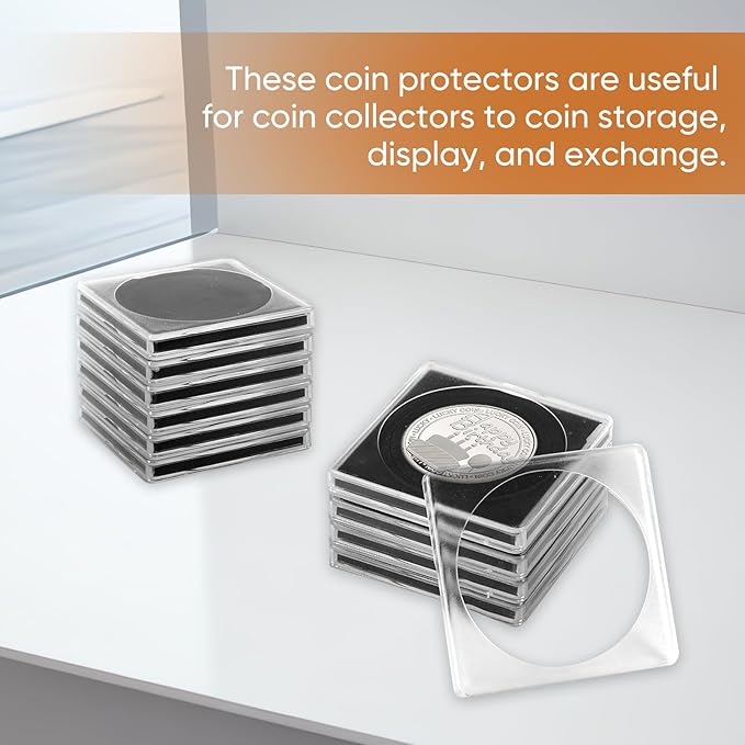 20 Pcs 20-40mm Acrylic Coin Collection Cases with Sponges, Adjustable Coin Holders, Silver Dollar Protection Cases for Collectors, Coin Collection Supplies(20/25/30/35/40mm)