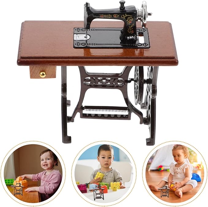 Alipis Mini Sewing Machine Miniature Sewing Model Tailor Toy 1:12 Scale Furniture Accessories Pretend Toys Table Accessories Tabletop Sewing Room Decor