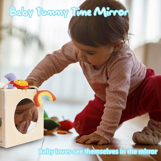 Pull String Activity Toy, Montessori Toys for Babies 6-12 Months, Wooden Activity Cube Baby Sensory Toys for 1 Year Old Boy Girl, Early Learning Baby Infant Toy 6 to 12 Months