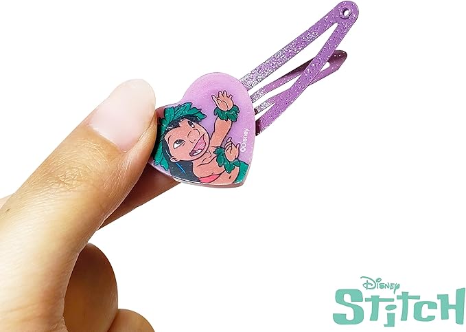 LUV HER Disney Stitch Girls BFF 6 Piece Toy Jewelry Box Set with 2 Rings, 2 Bead Bracelets and Snap Hair Clips Ages 3+