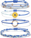 FANCY SHINY Sunflower String Bracelet Boho Braided Rope Wrap Bracelets Cute Summer Beach Surfer Jewelry for Women Christmas Gifts