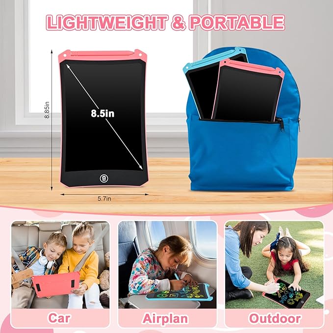 cimetech LCD Writing Tablet, 2 Pack Toddler Kids Toys, 8.5 Inch Drawing Pad Coloring Books, Travel Essentials Activities, Christmas Stocking Stuffers Birthday Gifts for Girls Boys Age 3-8