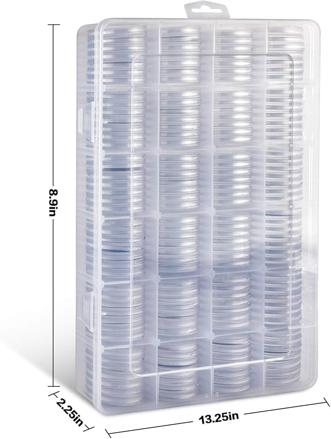 Coin Capsules 46mm with Foam Gasket and Plastic Storage Organizer Box, 6 Sizes (20/25/27/30/38/46 mm) Coins Collector Case Holder for Collection Supplies-168 Pieces