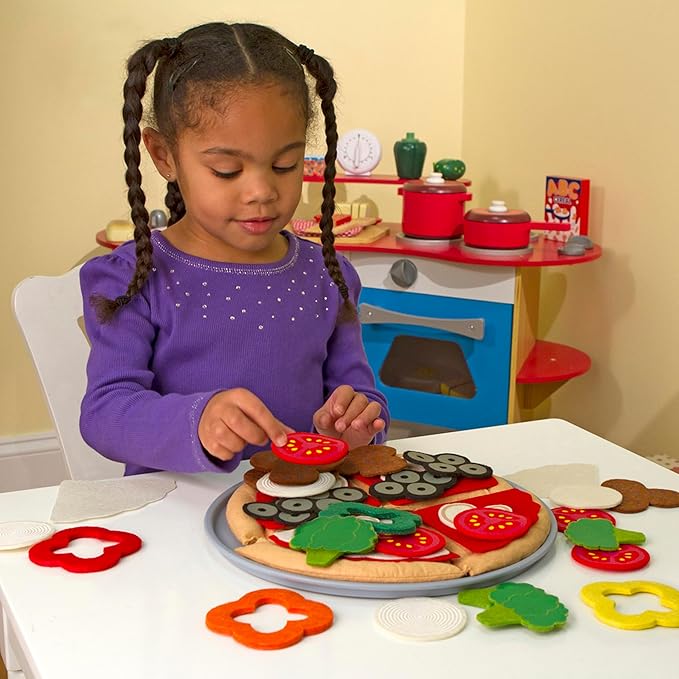 Melissa & Doug Felt Food Mix And Match Pizza Play Food Set - 42 Pieces Felt Pizza Play Set For Kids Kitchen, Pretend Toy For Toddlers And Kids Ages 2+