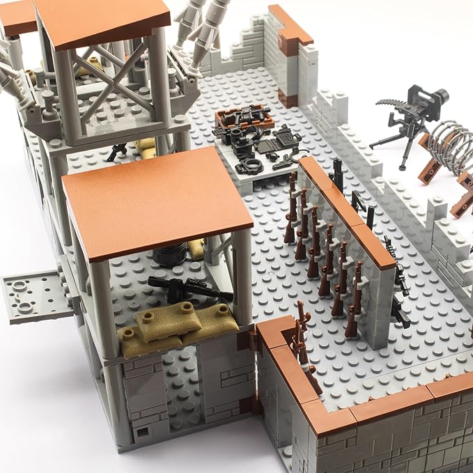 500+ Pcs Military Base Building Brick Sets Include Defence Base Guard Tower for Army Mini Figures, Weapon Pack Accessories Kits Toys, Guns Weapons Building Block Toy for Kids