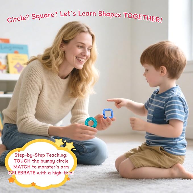 edusense Monster Tactile Sensory Toy for Toddlers 1-3 | 20 Textured Shapes | Fine Motor Skills & Shape Learning