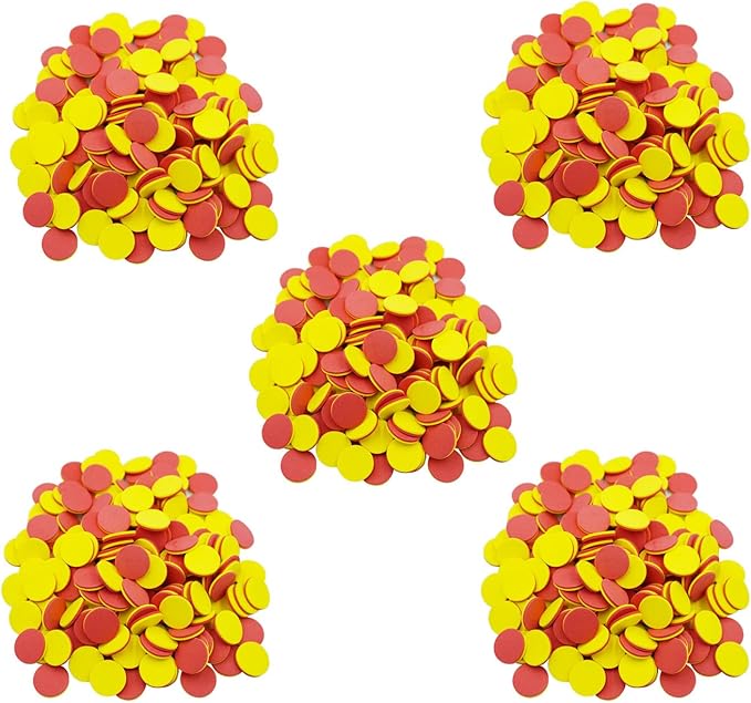 DNB 2-Color Foam Counters - 1 Inch Red-Yellow Double-Sided Math Counters, Early Learning Counting Chips, 1000 Pieces