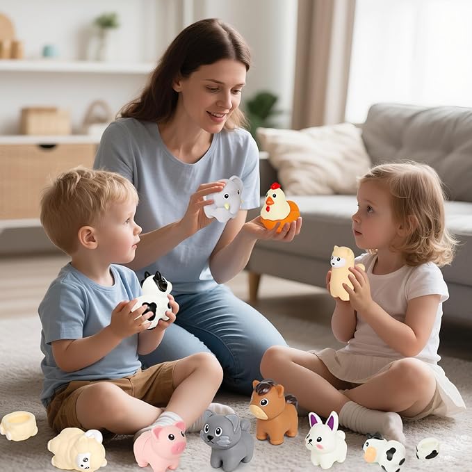 Toddler Toys,Montessori Preschool Learning Activities Animal Toy for Boys Girls,10 pcs Little People Animals Matching Games Fine Motor for Kids Ages 2-3