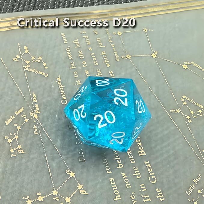 Roll of Fate D20 Dice Set – All Natural 20 or All Natural 1 – Perfect for D&D Players Seeking Epic Wins or Failures (Blue)