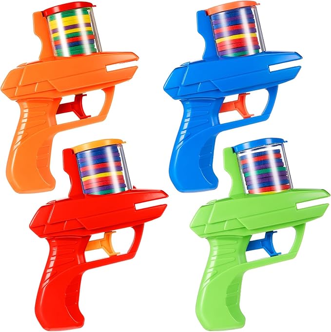 Sumind 4 Pcs Foam Disc Shooter Zip Shot Shooter Disc Launcher (Orange,Green,Red,Blue)