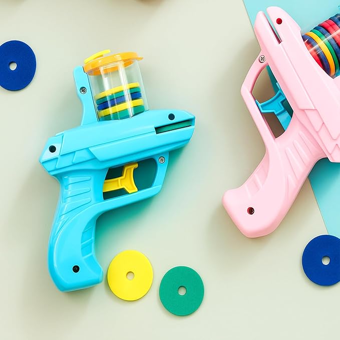 Sumind 2 Pcs Foam Disc Shooter Zip Shot Shooter Disc Launcher (Sky Blue,Pink)