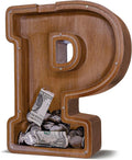 Wooden Letter Piggy Bank for Kids Larger Letter Piggy Bank for Boys and Girls Personalized Piggy Bank Initial Coin Bank Wood Kids Money Bank for Birthday and Festival